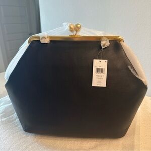 COACH | Large Kisslock Frame Bag (Brass/Black Glovetanned  Leather Lining